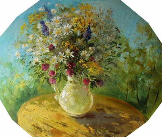 «Букет полевых цветов», холст на картоне, 50х60