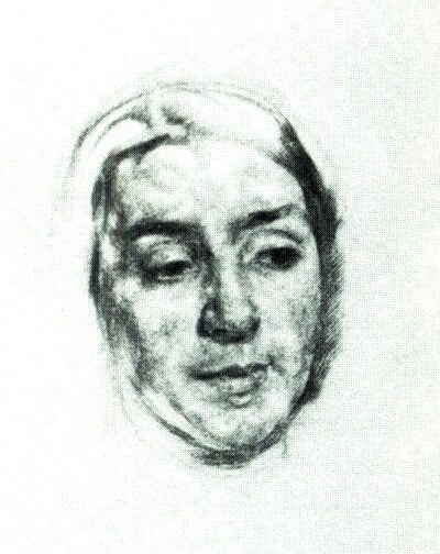 М. Врубель. Голова женщины. Карандаш. 1883.