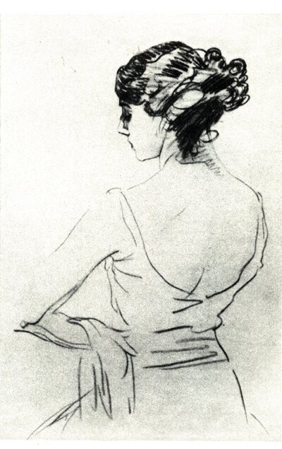 В. Серов. Портрет балерины Т. П. Карсавиной. Карандаш. 1909.