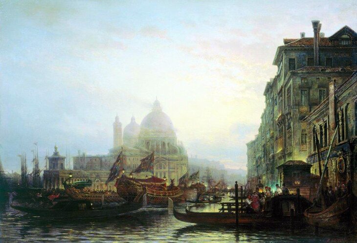 А.П.Боголюбов. Италия. Венеция ночью. 1850-е