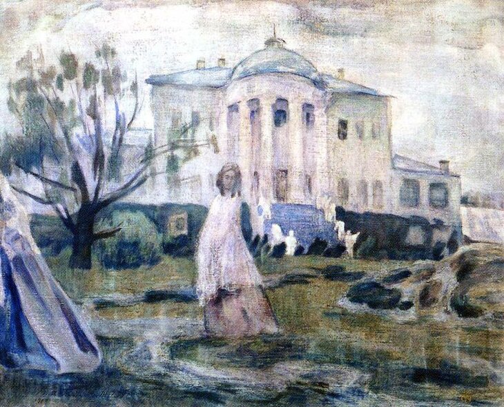 Призраки, 1903; Художник запечатлел Южный фасад дворца в усадьбе Зубриловка.