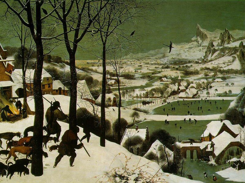 Питер Брейгель. Охотники на снегу. Масло. 1565.