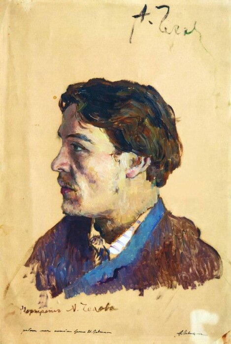И. Левитан. Портрет А. П. Чехова. Масло. 1885—1886.