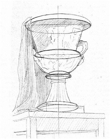 Рисование гипсовой вазы