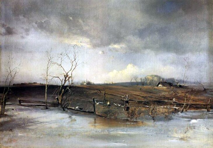 А.К. Саврасов "Весна. Огороды", 1893, Пермская государственная картинная галерея.