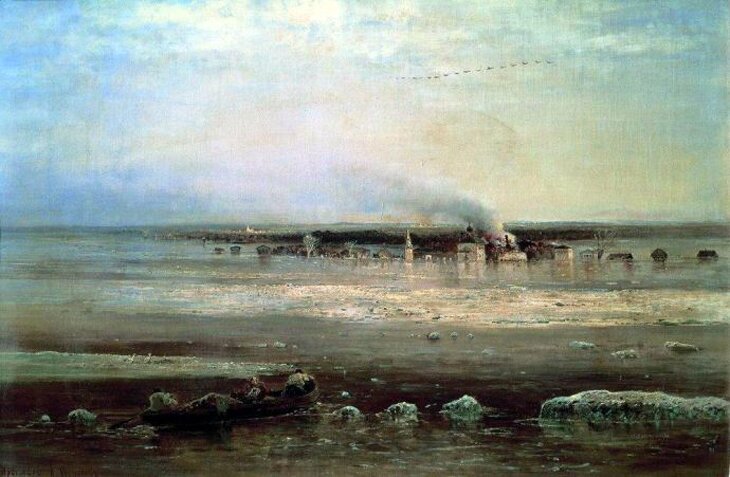 А. К. Саврасов "Разлив Волги под Ярославлем", 1871