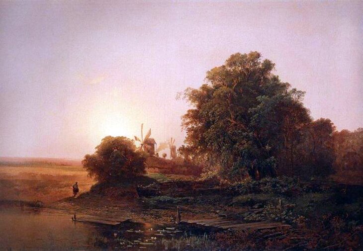 А. К. Саврасов "Летний пейзаж с мельницей", 1859