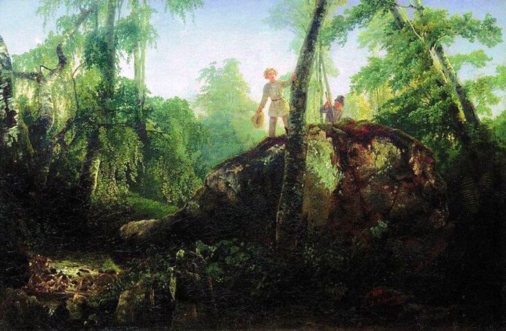 А. К. Саврасов "Камень в лесу у Разлива" 1850