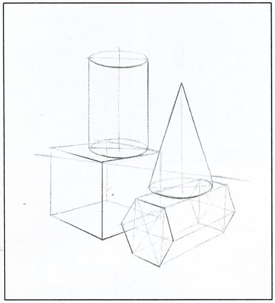 1. Композиционное построение группы геометриче-ских тел, определение перспективного положения предметов.