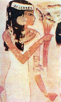 Девушка с букетом. Фрагмент росписи гробницы Менны в Фивах. Египет. Конец XV в. до н.э.