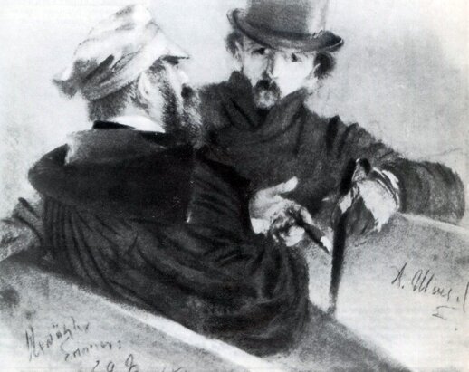 А. Менцель "Избиратели за беседой", пастель, 1849 г.