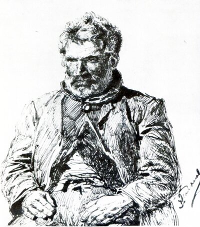 В. Поленов. Нормандский рыбак. Тушь, перо. 1874.