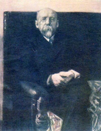 Б. Кустодиев. Портрет писателя Ф. Соллогуба. О Карандаш, пастель. 1907.