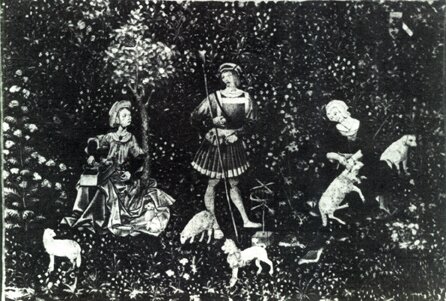 Шпалера с изображением обработки шерсти. Шерсть, шелк. Начало XVI века. Франция, Париж.