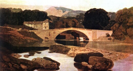 Д. К о т м э н. Мост Греты, Йоркшир. Акварель. 1-я треть XIX века.