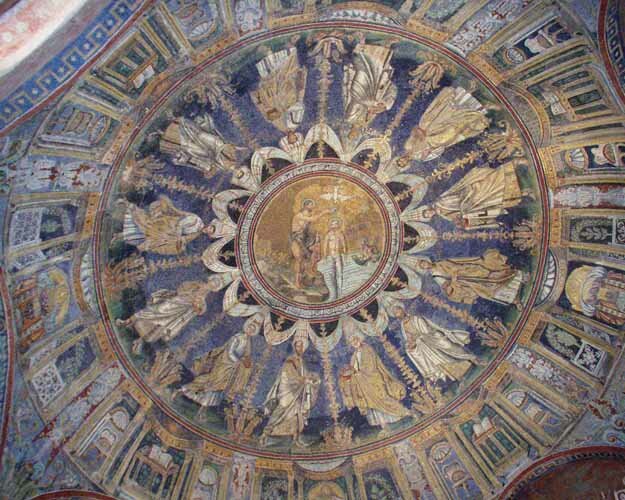 Мозаики купола соборной крещальни. Православного баптистерия. Третья четверть V века. 